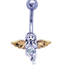 Nabelpiercing Engel aus Stahl und Silber