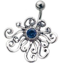 Stahl Bauchnabelpiercing mit Silber Design und Swarovski