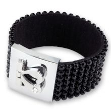 Armband, siebenreihig mit schwarzen Strass-Steinen