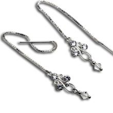 Silber Ohrhänger mit Kristallen und Kunstperle