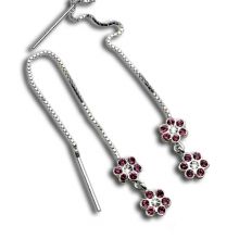 Silber Ohrhänger mit Kristall Blütendesign