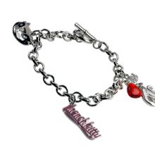 charm bracelet, platinum plated metal alloy / enam