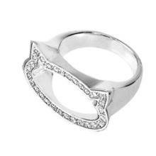 Ring mit Katzenkopf Silhouette und Kristallen