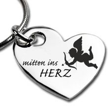 Herzförmiger Silber Anhänger mit Wunschgravur