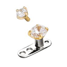 Dermal Anchor Aufsatz 14 Karat Kristall rund