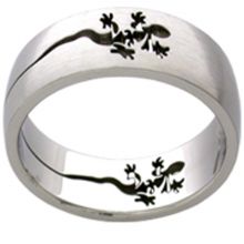 Fingerring aus Chirurgenstahl mit gelasertem Salamander