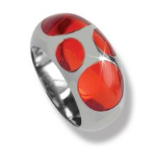 Stahlring mit rotem Acryl ausgefüllten Feldern