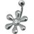 Stahl Bauchnabelpiercing mit Blütendesign und Swarowski