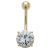 9 Karat Bauchnabelpiercing mit rundem Kristallstein