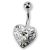 316L Heart Line Piercing, 1.6x10mm, klarer Kristall