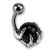 Bauchnabelpiercing Knochenhand mit einer schwarzen Kunstperle