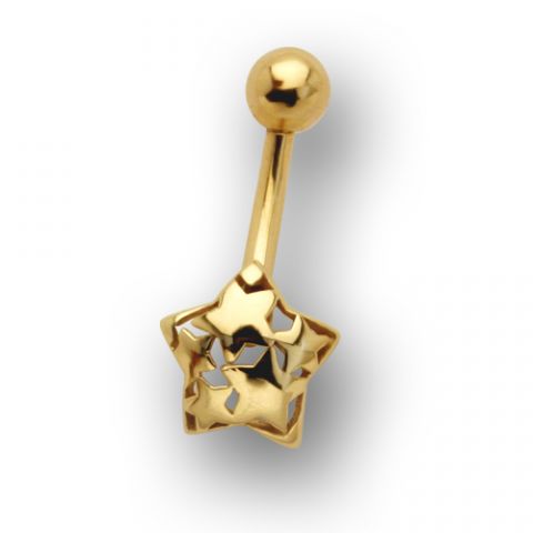 14 Karat Piercing mit Sternen
