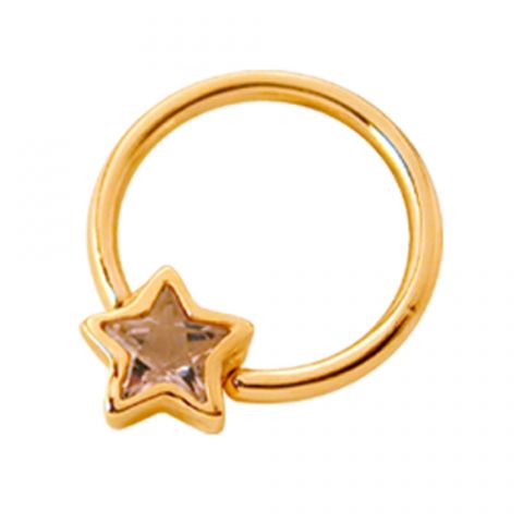 14 Karat Gold Nipple Piercing Ring Stern mit Glass 14 Karat Gold Nipple Piercing Ring Stern mit Glass