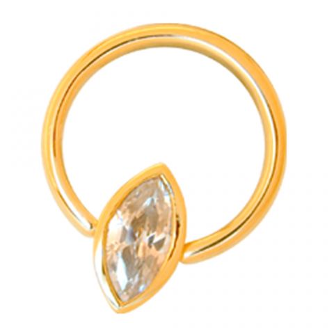 14 Karat Gold Nipple Piercing Ring Raute mit Glass 14 Karat Gold Nipple Piercing Ring Raute mit Glass