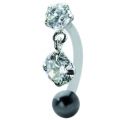 Nabelpiercing 1.6x12mm mit klarem Kristall