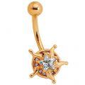 9 Karat Gold Bauchnabelpiercing mit Swarovski Stein