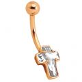 9 Karat Gold Bauchnabelpiercing mit Kreuz