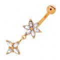 9 Karat Gold Bauchnabelpiercing mit Swarovski Stein
