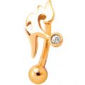 9 Karat Gold Bauchnabelpiercing mit Swarovski Stein