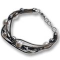 Lederarmband braun mit Süsswasserperlen