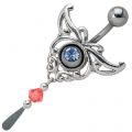 Schild für Bauchnabelpiercing 925 Sterling Silber mit Behang