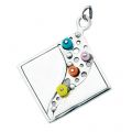 Kettenanhänger 925 Sterling Silber - Quadrat mit Perlen