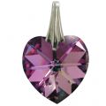 Kristallherz mit Kordelkette und Karte - rosa