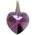 Kristallherz mit Kordelkette und Karte - violett