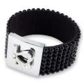 Armband, siebenreihig mit schwarzen Strass-Steinen