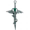 Kettenanhänger mit Drachen Design - mit Schwert und Swarovski