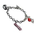 charm bracelet, platinum plated metal alloy / enam