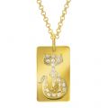 Dog Tag mit Katzensilhouette und Kristallen