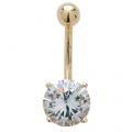 9 Karat Bauchnabelpiercing mit rundem Kristallstein