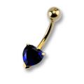 9 Karat Bauchnabelpiercing mit Herzkristall