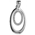 Silber Kettenanhänger Oval in Oval - Swarowski