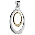 Silber Kettenanhänger Oval in Oval - vergoldet