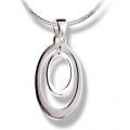 Silber Kettenanhänger - Oval in Oval mattiert
