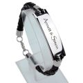 Kunstlederarmband mit Stahlplatte und individueller Gravur