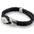 Lederarmband mit Edelstahlverschluss und kleinem Kristallstein
