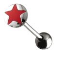 316L Stahl Barbell RED STAR Aufsatz, 1.6x16mm