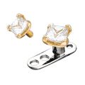 Dermal Anchor Aufsatz 14 Karat Kristall rechteckig