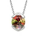 Kette und Anhänger aus 925 Silber mit einem Multicolor-Kristall