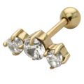 14 Karat Gold Ohrpiercing mit drei Swarovski Kristallen
