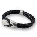 Lederarmband mit Edelstahlverschluss und kleinem Kristallstein