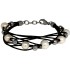 Lederarmband schwarz mit Süsswasserperlen