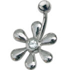 Stahl Bauchnabelpiercing mit Blütendesign und Swarowski