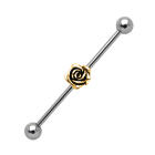 Ohrpiercing aus Stahl mit vergoldetem Rosen Motiv