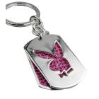 Schlüsselanhänger Playboy, rhodium veredelt - Duo mit Swarovski