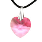 Swarowski Kristallherz mit Kordelkette und Karte - rosa