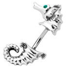 Bauchnabelpiercing mit doppeltem Design - Seepferdchen und Swarovski